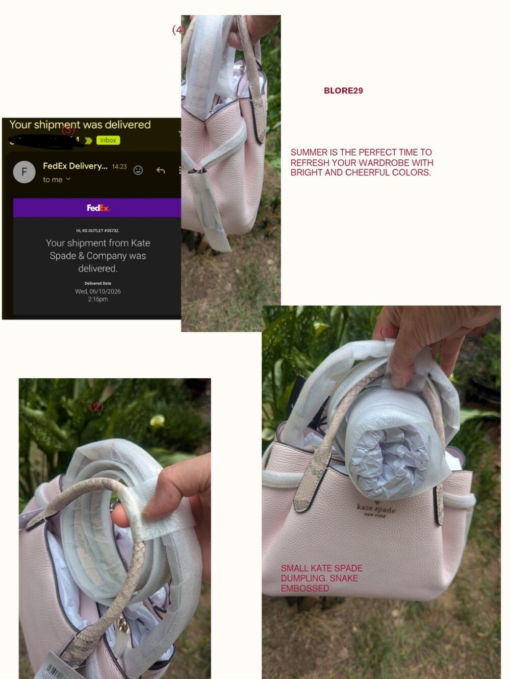 kate spade light pink pebble & snake embossed small satchel